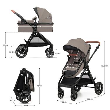 Дитяча коляска Kinderkraft ESME 3-в-1: комплект, до 22 кг, автокрісло I-size, бежевий колір