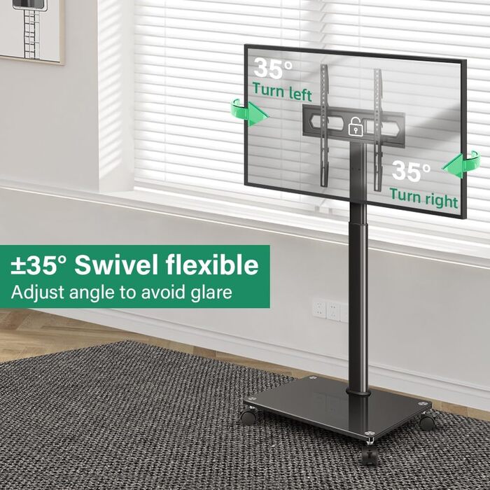 Підставка для телевізора на колесах FURWOO: поворотна, мобільна, для 27-60