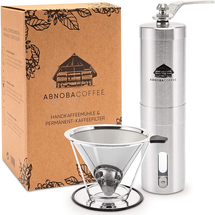 Набір для приготування кави ABNOBACOFFEE ручна кавомолка з постійним фільтром з нержавіючої сталі