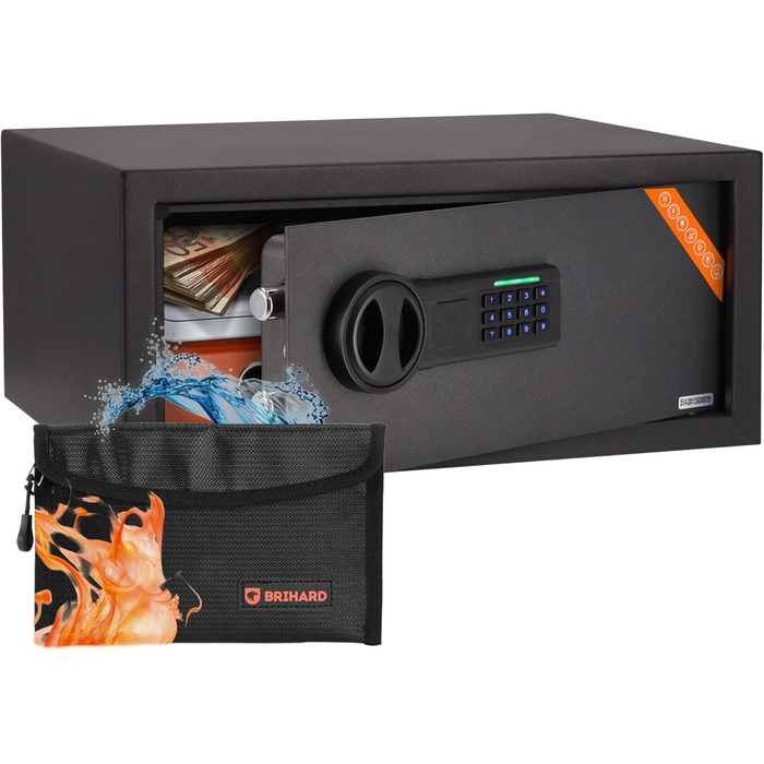 Міні-сейф Home Kleiner Tresor з кодовим замком та LED-екраном 20x31x20 см, 11 л. Сейф для дому або офісу з міцної сталі, для зберігання цінностей, грошей та іншого. (Підходить для ноутбука 20x42x35 см)