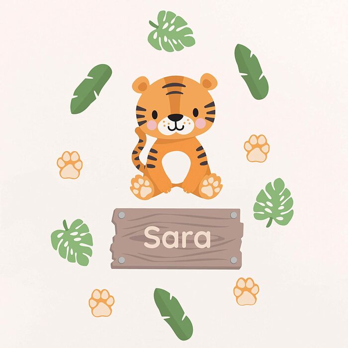 Наклейки на двері для дитячої кімнати - тварини джунглів Лев (тварини джунглів тигр)