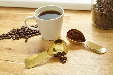 Ложка для кави (набір 2) - 2 столові ложки - Мірна ложка для кави з нержавіючої сталі - Мірна ложка для кави, чаю (золото, 2)