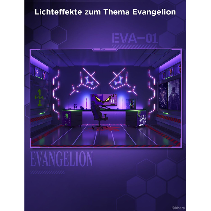 Набір подовжувачів Govee x EVANGELION Gaming Glide Wall Lamp, в т.ч. 2 світлові секції, 2 роз'єми