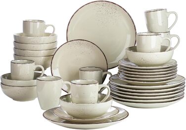 Набір посуду Vancasso Navia для 8 осіб (32 шт.) - сервіз зі stoneware, бежевий, вінтажний дизайн
