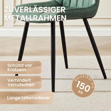 Набір обідніх стільців CLIPOP (4 шт), штучна шкіра, зелений, для кухні та вітальні