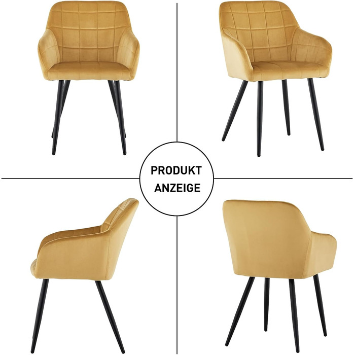 CLIPOP Комплект стільців для їдальні (6 шт.) з підлокітниками, м'яке сидіння з штучної шкіри, для кухні, вітальні, їдальні, колір: Тюльпан Золотий
