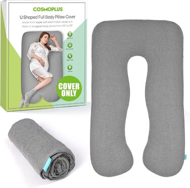 Чохол для вагітних COSMOPLUS U-подібний, для підтримки під час сну, дихаючий, еластичний джерсі, сірий
