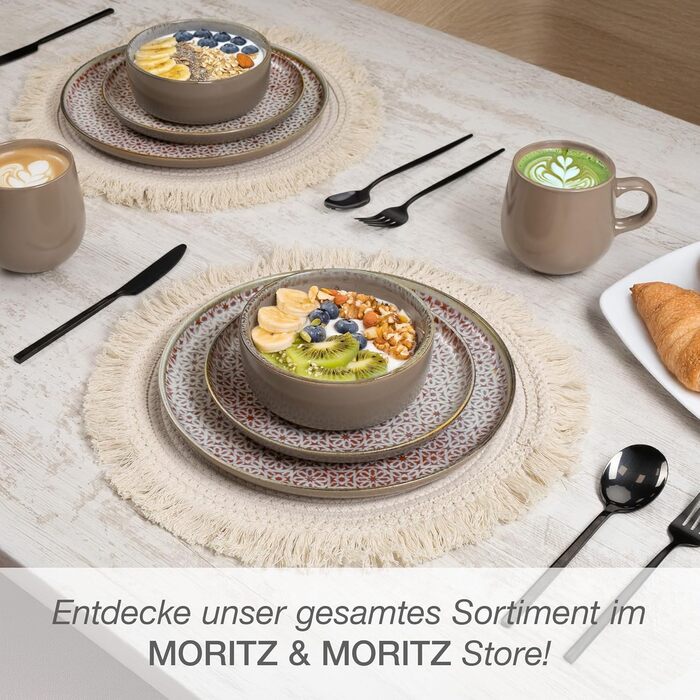 Набір посуду Moritz & Moritz ALHAMBRA на 12 осіб (36 предметів) з високоякісного порцеляну - сучасний сервіз, тарілки, десертні тарілки, піали