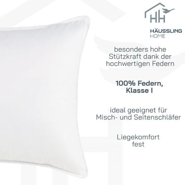 Домашня подушка Hussling 40x80 см Пір'яні та пухові подушки, подушки, Made in Germany, 100 пір'я, також підходить для алергіків, чохол 100 бавовна, наповнювач 550 г фіксований 040x080 см