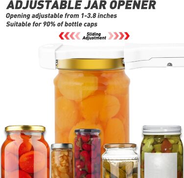 Набір відкривачів для пляшок та банок 7-в-1 для людей похилого віку з артритом, з магнітним механізмом, білий