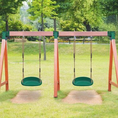 Шоукель для дітей BeneLabel: ідеально для дому та саду. Міцний гумовий сидіння, регульоване мотузка 130-200см, 113кг. Набір 2 шт. Зелений колір.