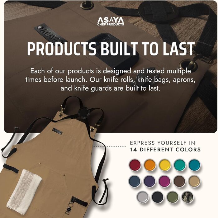 Фартух Asaya для жінок та чоловіків + рушник та відкривачка для пляшок – 284 мл, Canvas (світло-коричневий)
