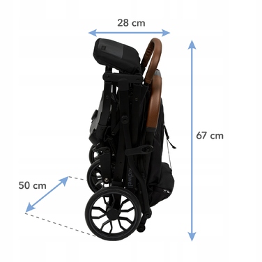 Компактна прогулянкова коляска Kidwell Colmer UP Black — легка, маневрена, складана