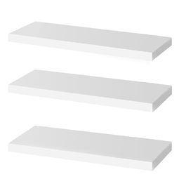 Набір полиць настінних OUDIE білі (3 шт), плаваючі полиці для вітальні, кухні, спальні, офісу, коридору 15x40x1.5 см