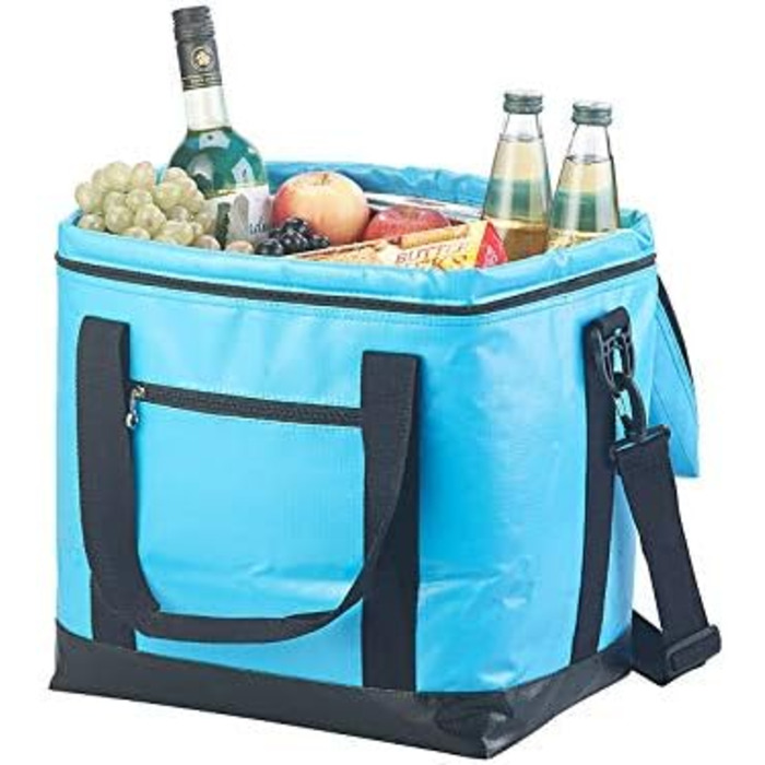 Сумка для заморожування PEARL Складна сумка-холодильник з ручками, водонепроникний брезент для вантажівки, 26 л, синій (термосумка-холодильник, складна сумка-холодильник, пляшка для води з ручкою для перенесення)
