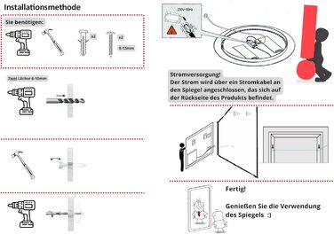 Дзеркало для ванної кімнати з підсвічуванням LED, діаметр 90 см, кругле, нейтральне світло 4000K, 90x90 см