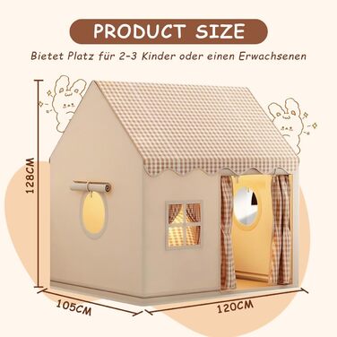 Дитячий намет для гри в приміщенні JRUKM - ігровий будиночок для дівчаток та хлопчиків, намет-ігровий будиночок для дитячої кімнати, для ігор та читання (нейтральні кольори)