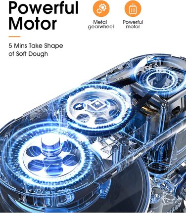 Кухонна машина Facelle 1500W з нержавіючою чашею 6.2 л, 6 швидкостей, комплектом насадок (міксер, гак для тіста, вінчик, сплеск-захист), фіолетовий колір