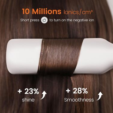 Професійний випрямляч для волосся Faszin, титанові пластини шириною 42 мм з функцією негативних іонів, швидке нагрівання 30 секунд, відображення температури в реальному часі, 11 регульованих рівнів температури (130-230C) Білий-1