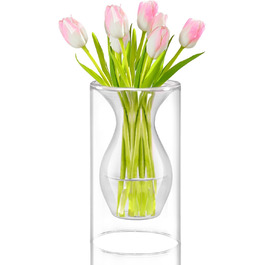 Скляна ваза ZENS для прикраси столу, сучасна геометрична ваза для квітів, прозора, 9x20 см, прикраса для дому у вітальні, весільна прикраса