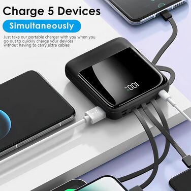 Блок живлення Unipampa 10000mAh з ліхтариком, PD 22.5 Вт, USB-C, LED дисплей, швидкий зарядний пристрій, сумісний з мобільними пристроями