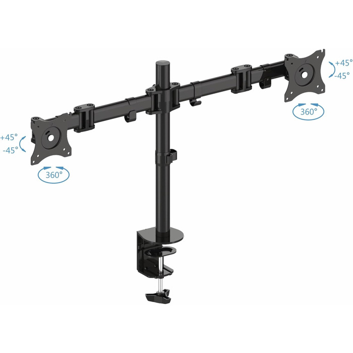 Кріплення для монітора PureMounts (2 монітори), 17-32 дюйми, до 8 кг, VESA 75/100, регульоване, чорне