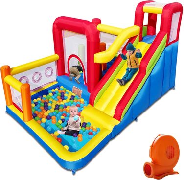 Надувний замок для дітей з насосом, міцний матеріал, для 3-4 дітей, 315x245x194 см (HSH2)