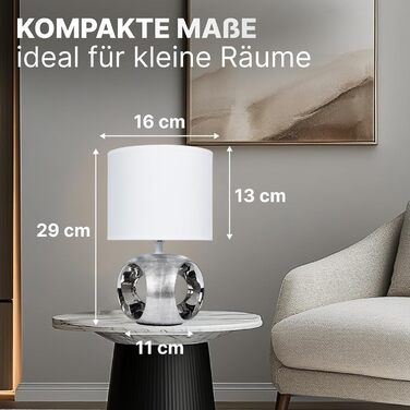 ARTE LAMP LED лампа настільна – класична декоративна хромована настільна лампа з білим тканинним абажуром для вітальні та спальні – з кабелем, хром, білий (золотий, білий)