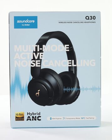 Навушники Soundcore Q30, гібридне ANC, звук високої роздільної здатності, акумулятор 40 год, підключення двох пристроїв, чорний