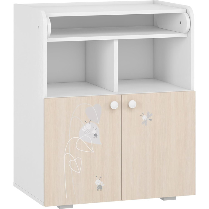 Комод для дитячої кімнати Shefa Wickelkommode 700 Teddy, білий - сучасний комод для дитячої, 47 x 70 x 86 см, білий/пастельний дуб