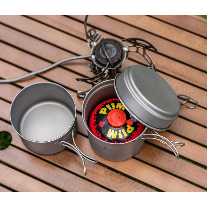 Набір посуду для кемпінгу Boundless Voyage з титанових казанів та сковород, для пікніків та відпочинку на природі (Ti1586B)