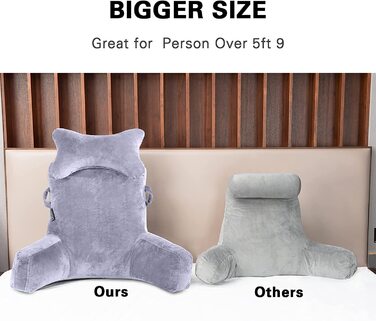 Велике крісло-мішок для читання з підголівником та підлокітниками, 78,7 см, сіре