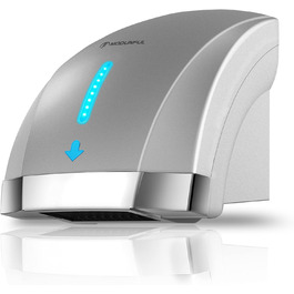 Автоматичний сушар для рук, настінний, інфрачервоний сенсор, 2000W, для ванної кімнати/туалету, тихий (40 db), компактний, ABS-кришка (сірий)