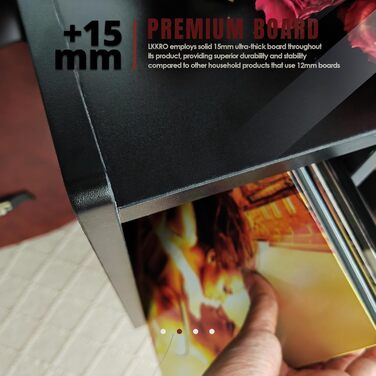 Підставка для програвача з місцем для зберігання вінілових платівок, до 136 кг, велика стійка-шафа для програвача з полицями для альбомів, дерев'яна підставка для вінілу чорного кольору