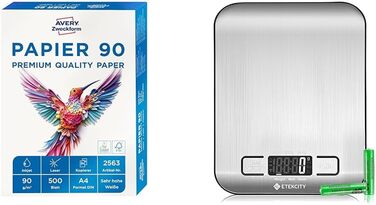 Папір для друку та копіювання AVERY Zweckform 2563 + Кухонні ваги ETEKCITY цифрові 5KG з LCD-дисплеєм, 500 аркушів в комплекті