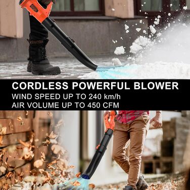 Акумуляторний повітродувач Bravolu 21V, 210 км/год, 4.0 Ah, 4000mAh, з зарядним пристроєм, 6 швидкостей