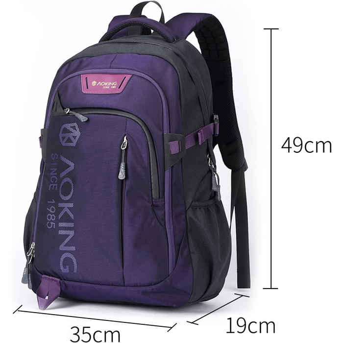Серія SN57605, шкільний рюкзак, міський та діловий рюкзак, 30 л, для ноутбуків до 17 дюймів, водонепроникний, опція (SN57605-7B) еластична та пружинна система (фіолетова)