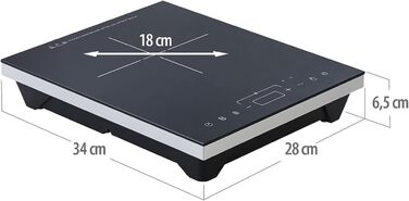 Індукційна варильна поверхня Rosenstein & Shne індукційна конфорка, 12-26 см, сенсорні кнопки, 2 000 Вт, до 240 C (індукційна плита, індукційна плита, індукційна плита окремо)