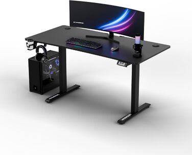 ULTRADESK Стіл для роботи та ігор, регулювання висоти, електричний, 140x68 см, чорний
