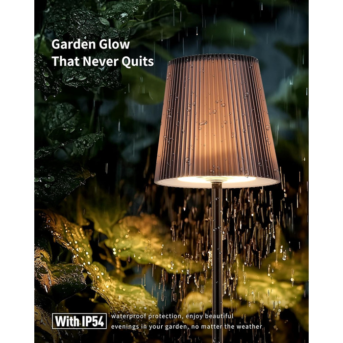 LED настільна лампа LuminexDesigns бездротова з акумулятором 5200mAh, регульована яскравість, IP54 вологостійка, для спальні, офісу, саду, декору, біла (сучасний дизайн, компактна, чорна)