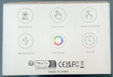 Світлодіодний приліжковий світильник Bonsery Touch Dimmable, набір з 2 шт. , USB, RGB, 3 режими, текстура дерева (білий)