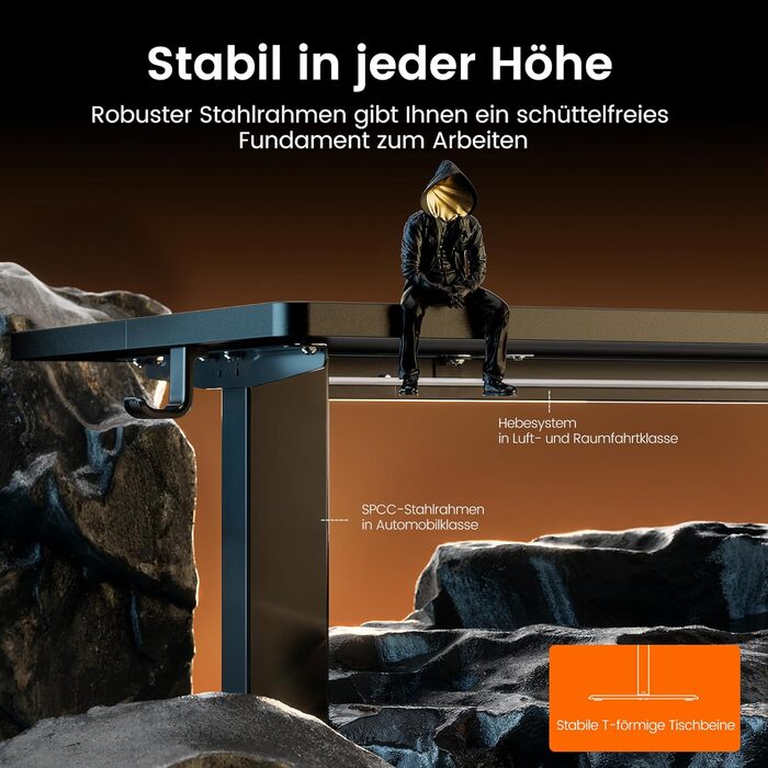 Електричний регульований стіл ErGear 160x80 см, з пам'яттю та з'єднувальною пластиною - для дому та офісу