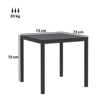 Outsunny Garden Table Алюміній 73x73 см Атмосферостійкий буфетний стіл з ефектом дерева, Кемпінговий стіл на 4 особи Нековзний балконний стіл Обідній стіл на відкритому повітрі для саду, патіо Балкон чорний