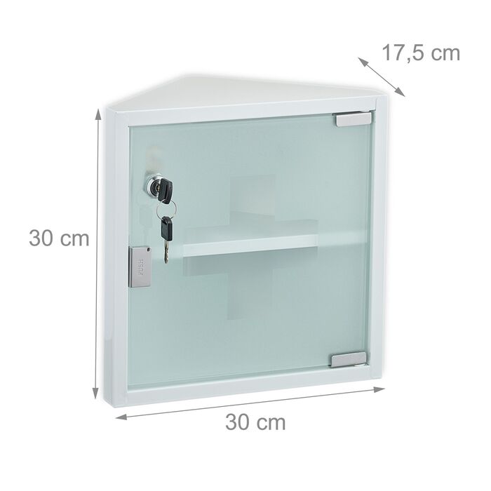 Шафка для медикаментів Relaxdays зі скляними дверцятами