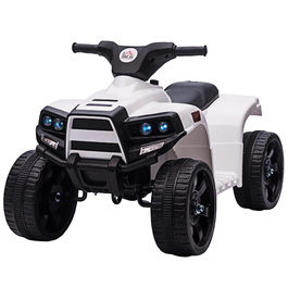HOMCOM Mini Electric Quad Kids Електричний квадроцикл Коляска Електричний мотоцикл з 2 фарами Електричний квадроцикл Пляжний автомобіль Форма PP Сталь Чорний+Білий