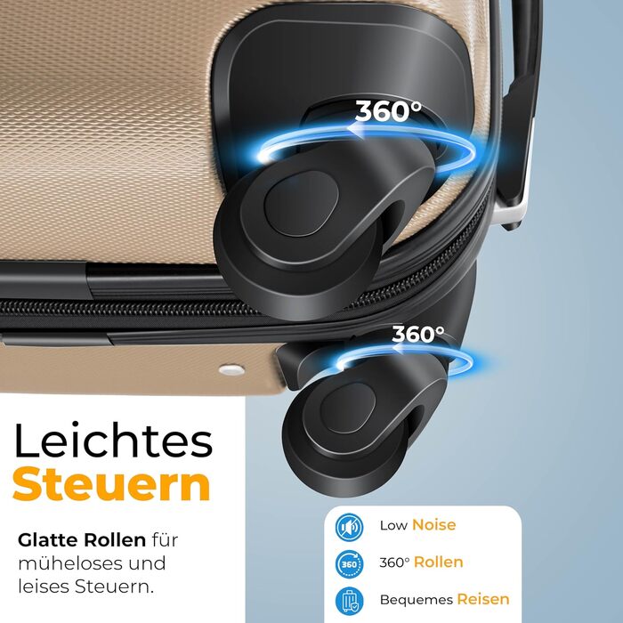 Валіза KESSER® з жорстким корпусом, вагова шалька та багажний жетон | Роликова валіза з кодовим замком, телескопічна ручка (шампань, 75 см – 120 л)