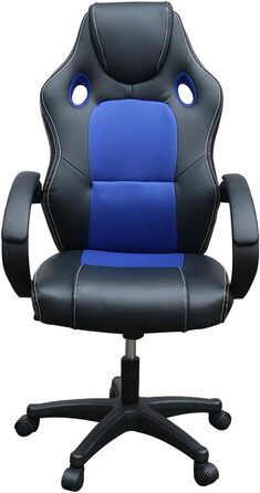 Офісне крісло Panana, настільне крісло з поліуретанової шкіри сітки, ігрове крісло з високою спинкою, поворотні комп'ютерні крісла з регулюванням висоти (чорнийсиній)