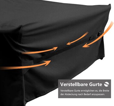 Водонепроникна та вітростійка чохол для садово-патіо меблів Dokon, 242x162x100 см, чорний