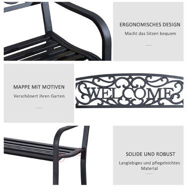 Лавочка для саду на 2 особи, металева лавка для парку