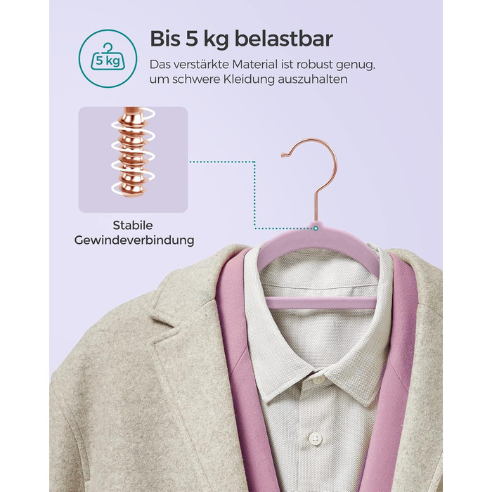 Набір вішалок SONGMICS 20 шт. з оксамитовим покриттям, для одягу, краваток, рушників, 360° обертання, срібно-світло-зелені